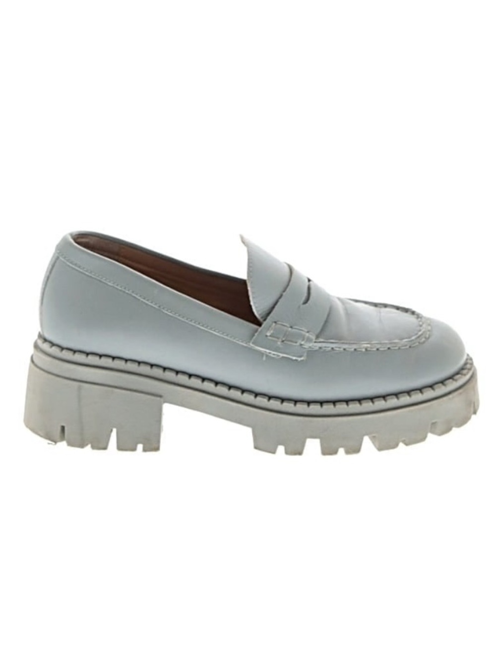 FREE PEOPLE Women's Chunky Lug Sole Penny Loafers in Light Gray